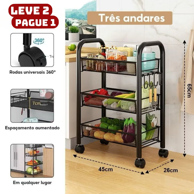 [Leve 2 Pague 1] Prateleira Giratória de Armazenamento 5 em 1 + BRINDE: Fruteira de Mesa