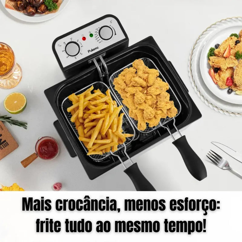 [Leve 2 Pague 1] Fritadeira Elétrica Fritto 1500w com Cesto em Aço Inoxidável + BRINDE: Porta Tempero Vertical 16 Potes