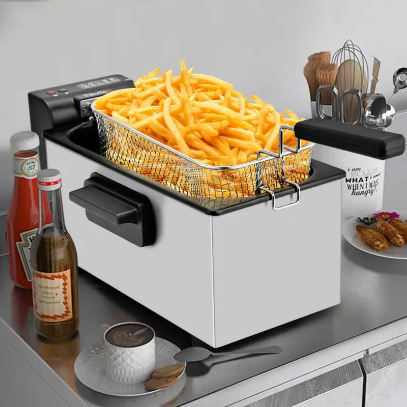 [Leve 2 Pague 1] Fritadeira Elétrica Fritto 1500w com Cesto em Aço Inoxidável + BRINDE: Porta Tempero Vertical 16 Potes