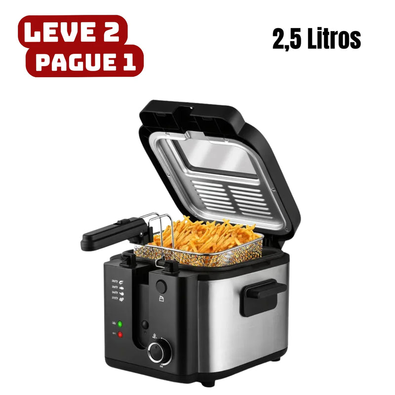 [Leve 2 Pague 1] Fritadeira Elétrica Fritto 1500w com Cesto em Aço Inoxidável + BRINDE: Porta Tempero Vertical 16 Potes