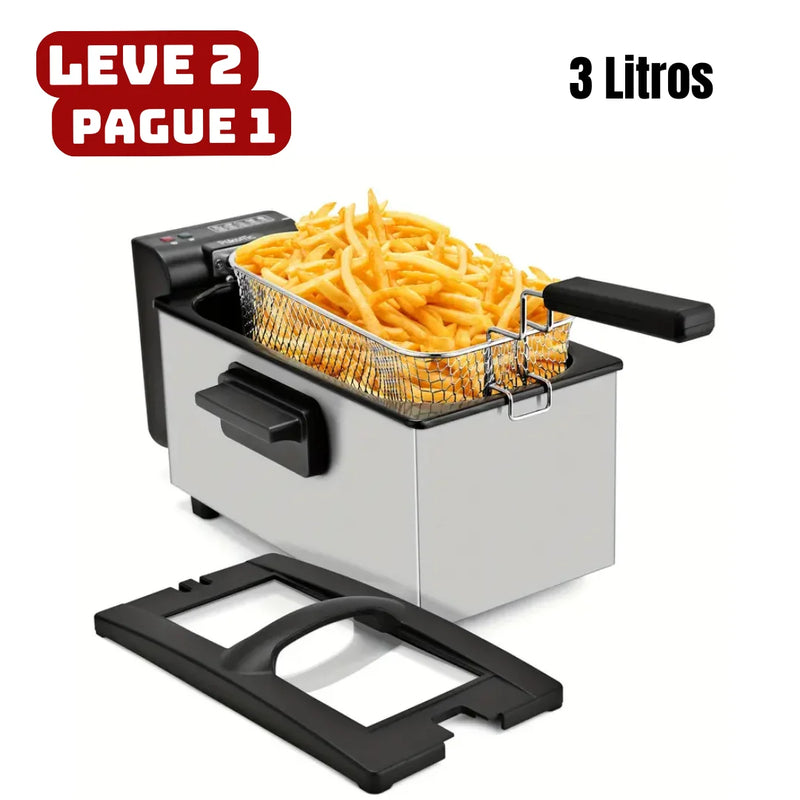 [Leve 2 Pague 1] Fritadeira Elétrica Fritto 1500w com Cesto em Aço Inoxidável + BRINDE: Porta Tempero Vertical 16 Potes