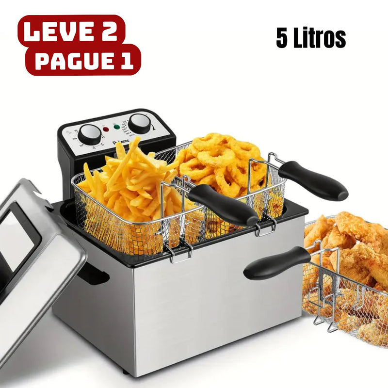 [Leve 2 Pague 1] Fritadeira Elétrica Fritto 1500w com Cesto em Aço Inoxidável + BRINDE: Porta Tempero Vertical 16 Potes