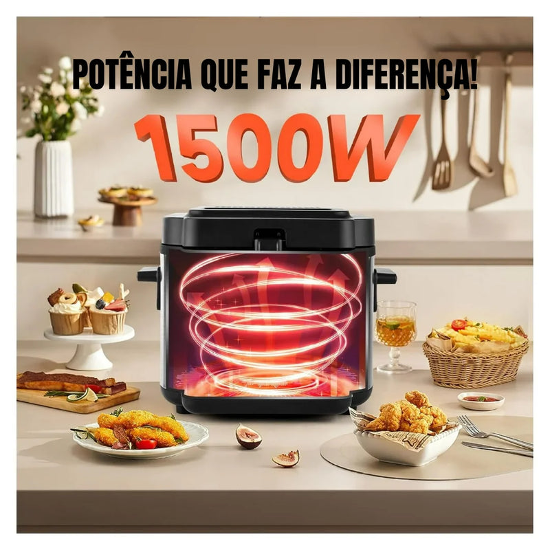 [Leve 2 Pague 1] Fritadeira Elétrica Fritto 1500w com Cesto em Aço Inoxidável + BRINDE: Porta Tempero Vertical 16 Potes